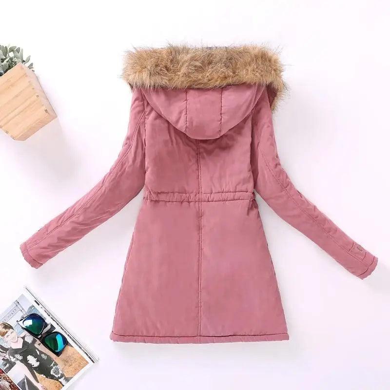 Women's Embroidered Padded Slim Hooded Coat