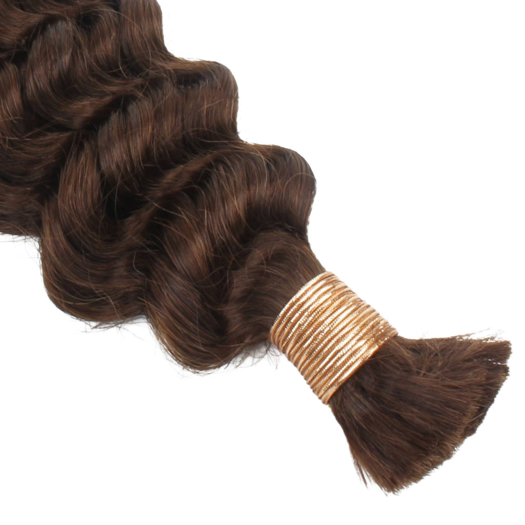 Medium Brown Deep Wave Color 4 Bulk 100% Human Braiding Hair