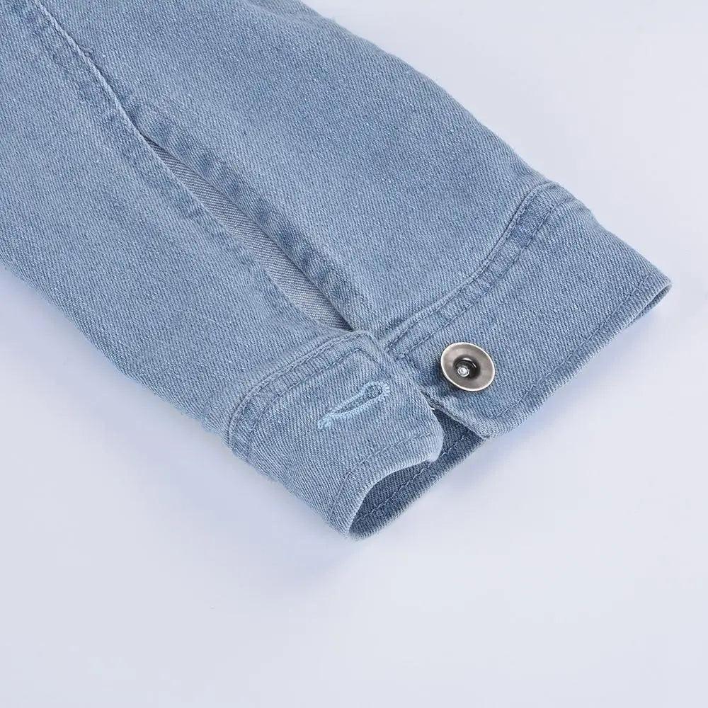 Women's Ripped Puff Sleeve Denim Jacket