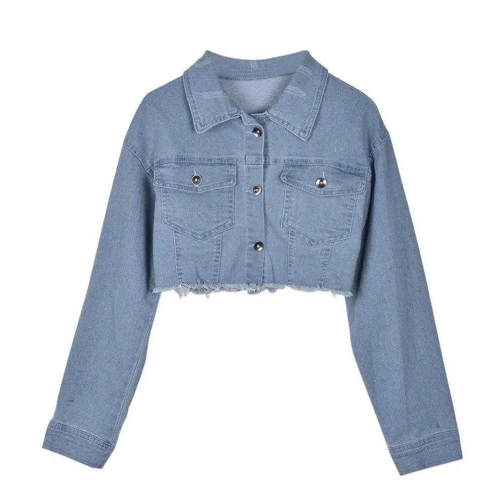 Women's Ripped Puff Sleeve Denim Jacket