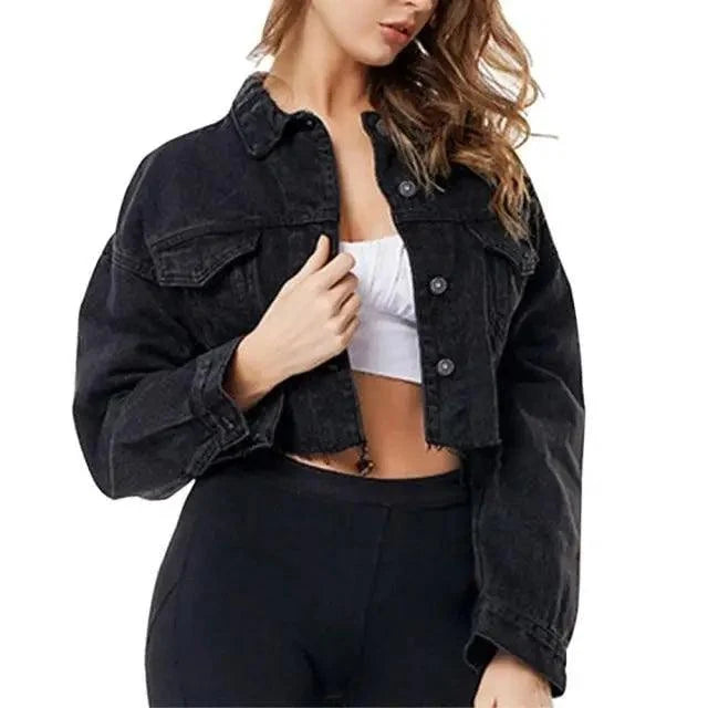 Women's Ripped Puff Sleeve Denim Jacket