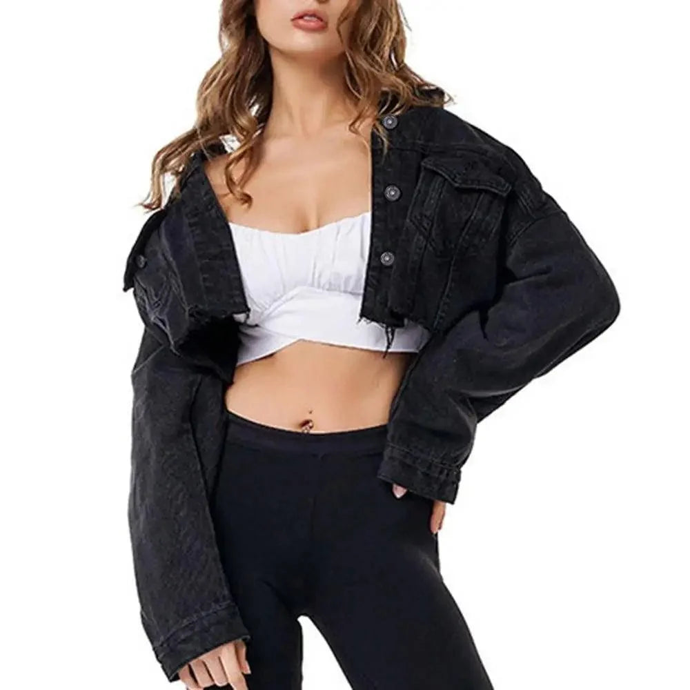 Women's Ripped Puff Sleeve Denim Jacket