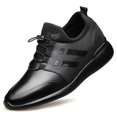 New Mens Casual Leather Lace Up Sneakers Solid Color Breathable Business Mens Fashion Leather Dress Sneakers Flexible Business Casual Non-Slip Shoes For Men