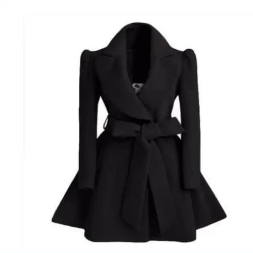 Women's Long Woolen Windbreaker Coat