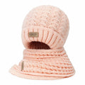 Wander Agio Women's Winter Wool Knit Beanie & Scarf Set Pink 3pc