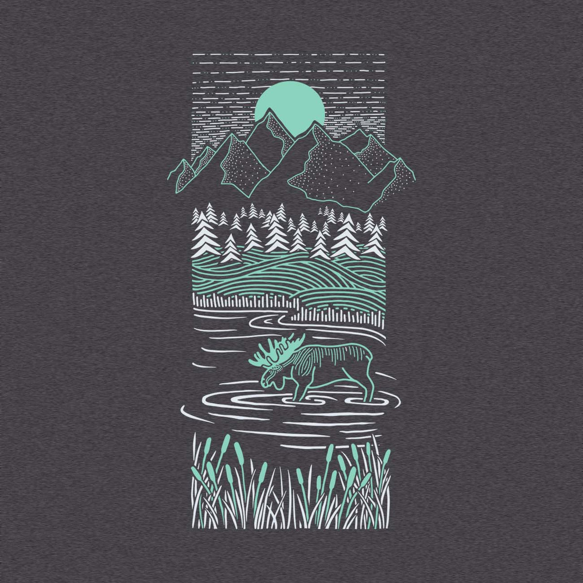 Piney Moose Crewneck Sweatshirt | Charcoal