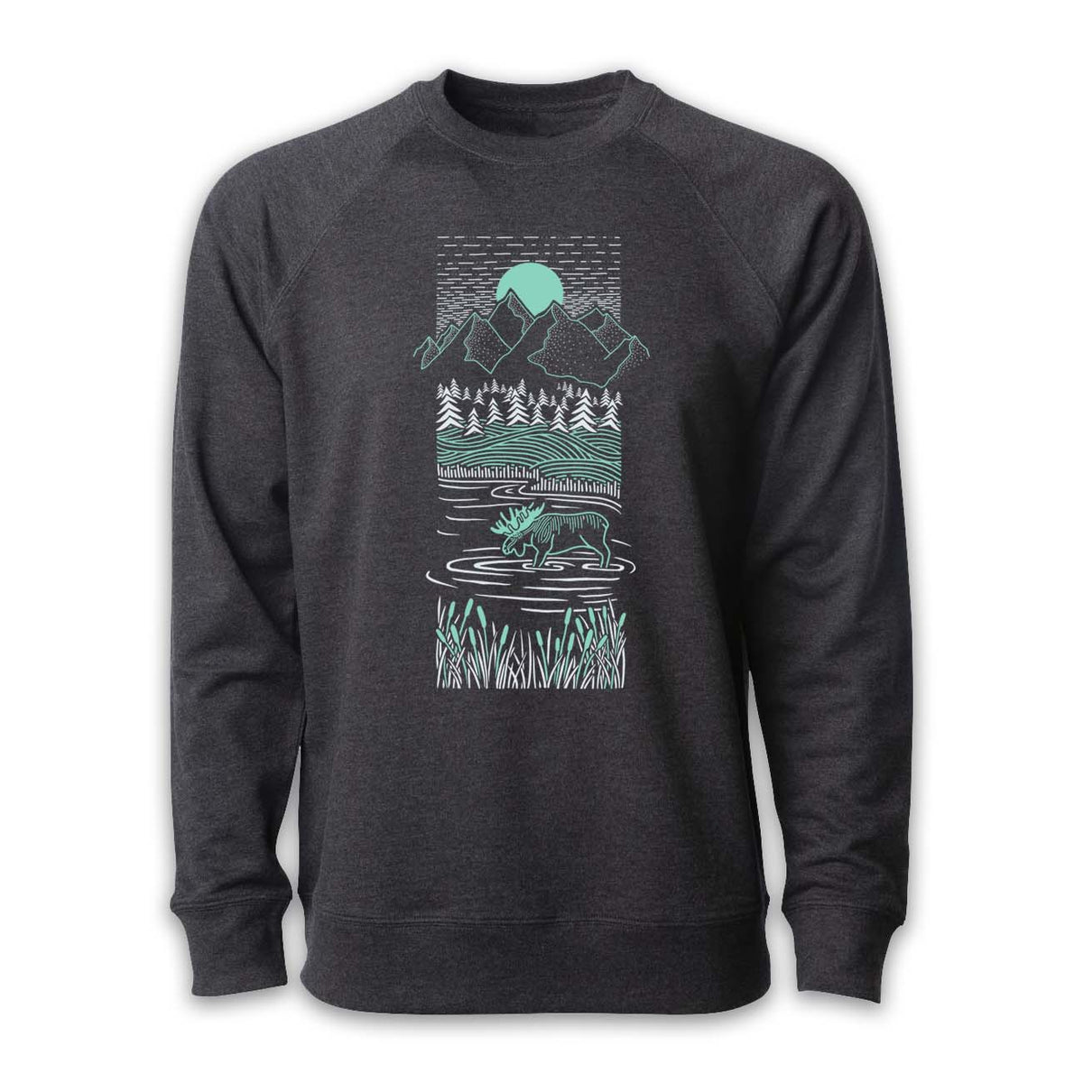 Piney Moose Crewneck Sweatshirt | Charcoal