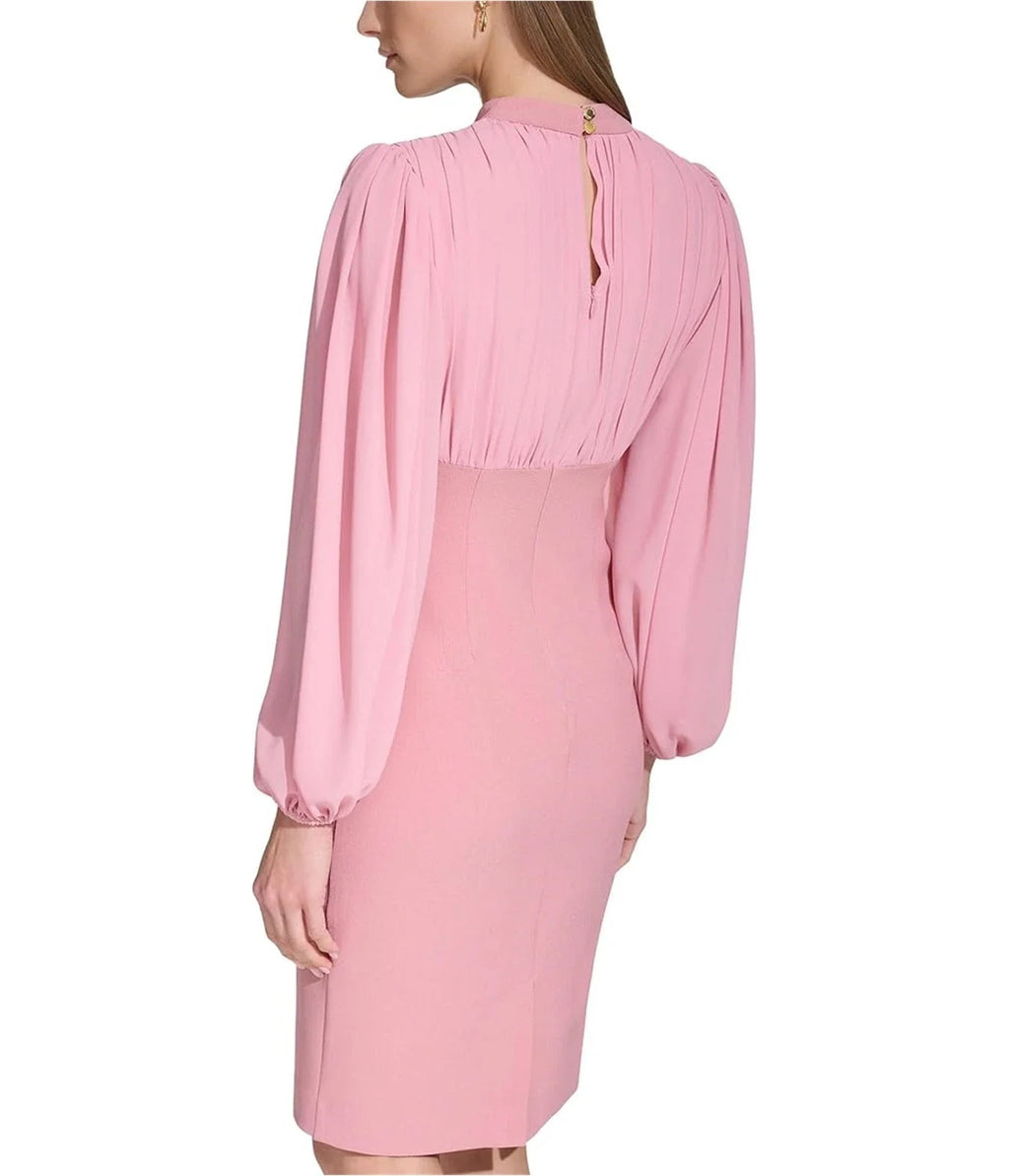 Vince Camuto Stretch Crepe Bodycon Dress with Chiffon Balloon Sleeves Dress