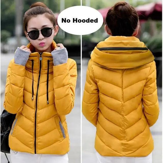 Women's Short Zip-Up Padded Hooded Jacket