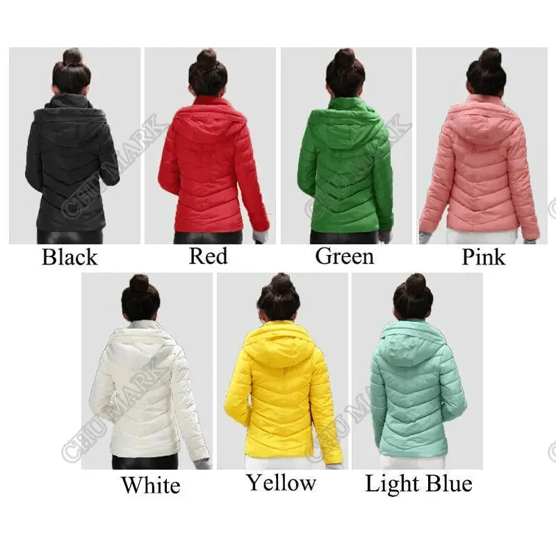 Women's Short Zip-Up Padded Hooded Jacket