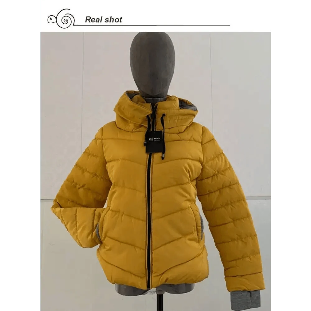 Women's Short Zip-Up Padded Hooded Jacket