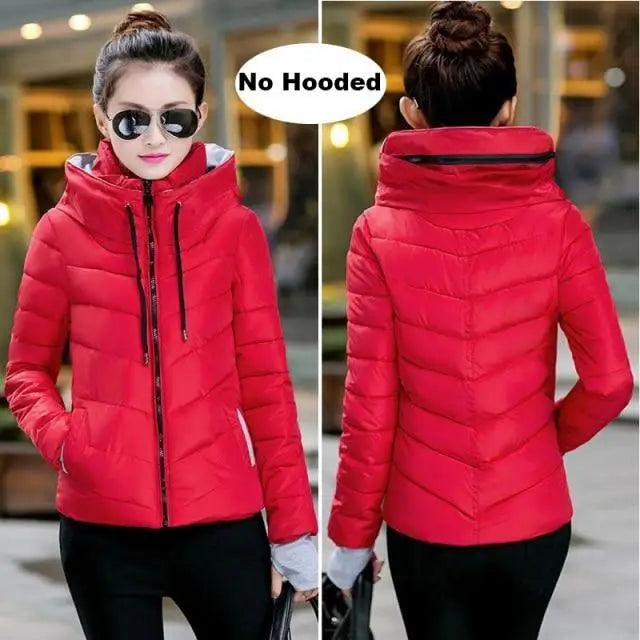 Women's Short Zip-Up Padded Hooded Jacket