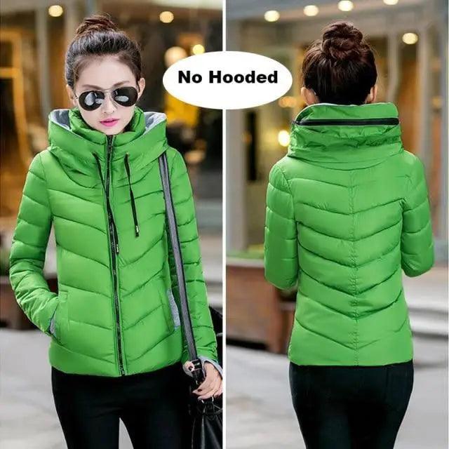 Women's Short Zip-Up Padded Hooded Jacket