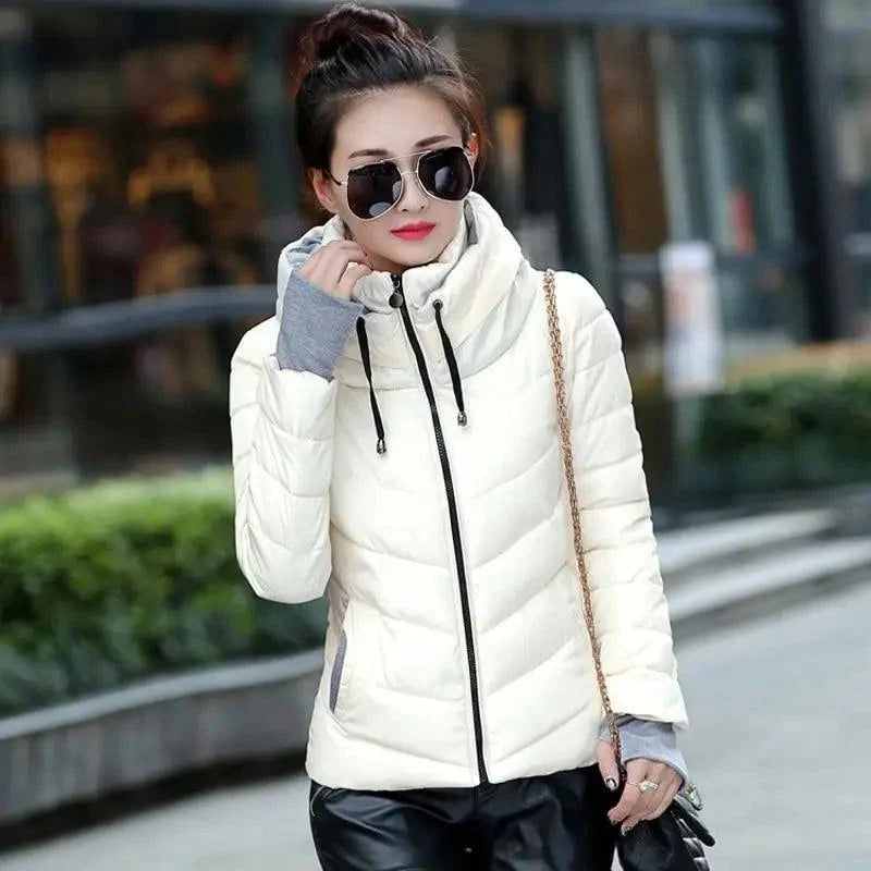Women's Short Zip-Up Padded Hooded Jacket