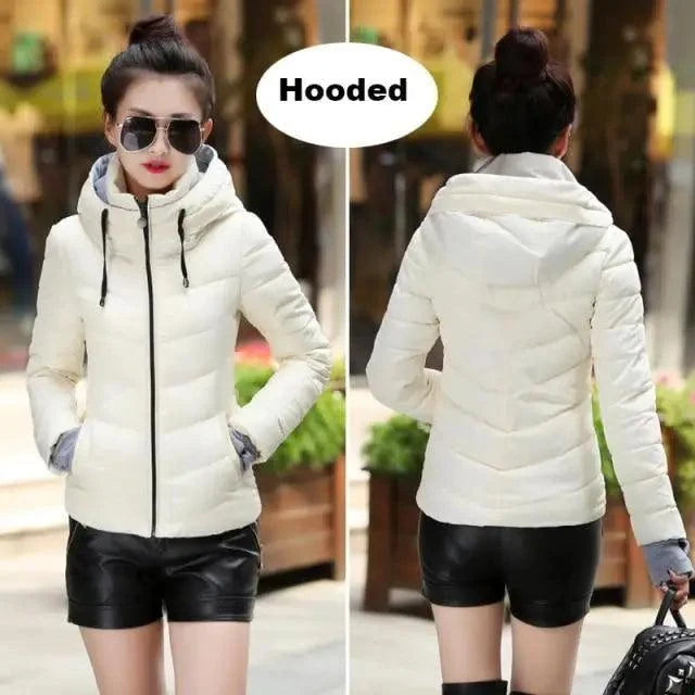 Women's Short Zip-Up Padded Hooded Jacket