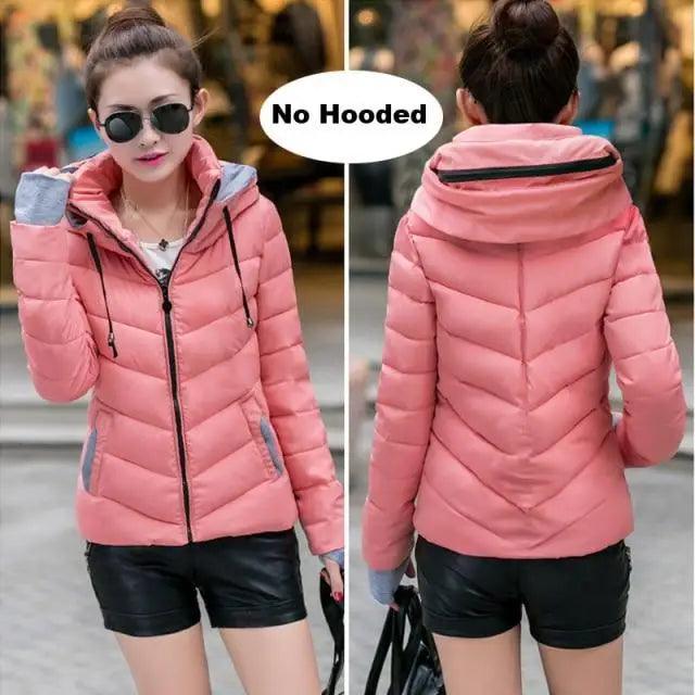 Women's Short Zip-Up Padded Hooded Jacket