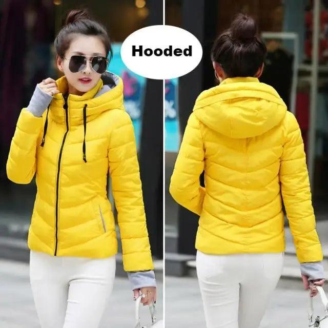 Women's Short Zip-Up Padded Hooded Jacket
