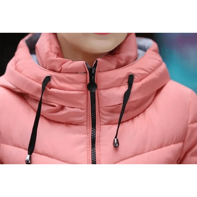 Women's Short Zip-Up Padded Hooded Jacket