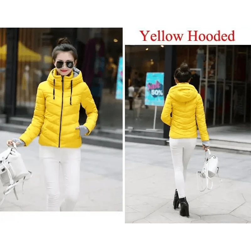Women's Short Zip-Up Padded Hooded Jacket