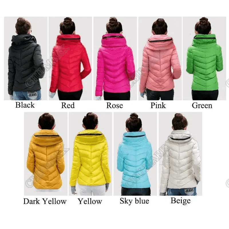 Women's Short Zip-Up Padded Hooded Jacket