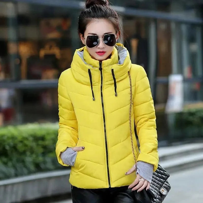 Women's Short Zip-Up Padded Hooded Jacket