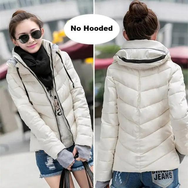 Women's Short Zip-Up Padded Hooded Jacket