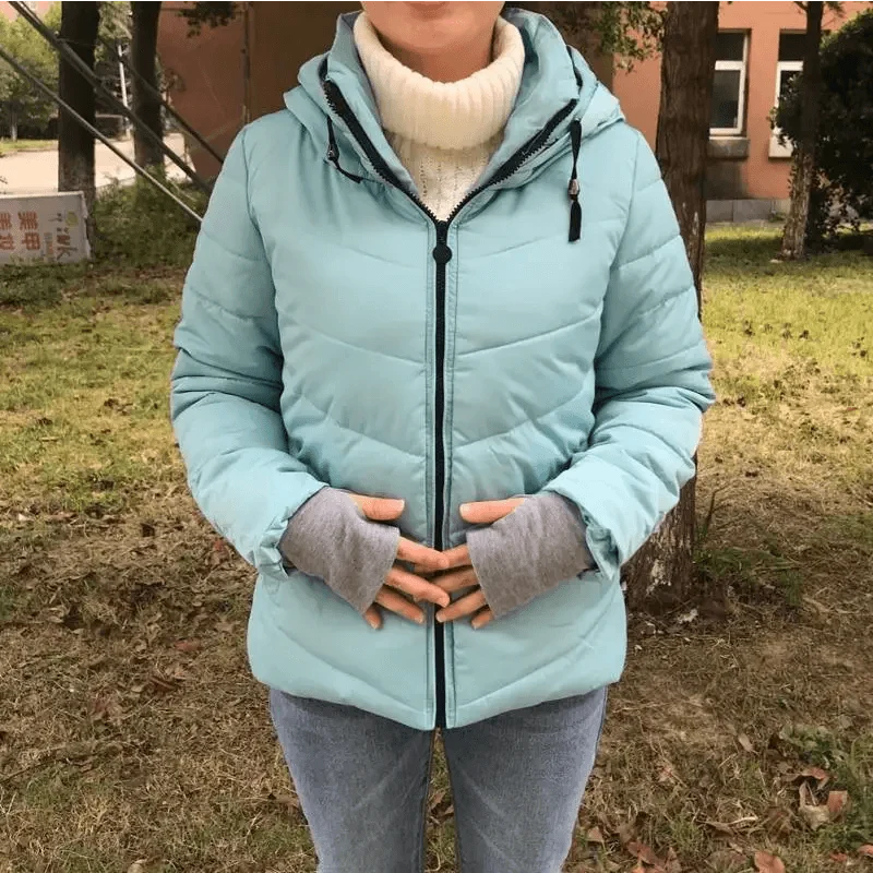 Women's Short Zip-Up Padded Hooded Jacket