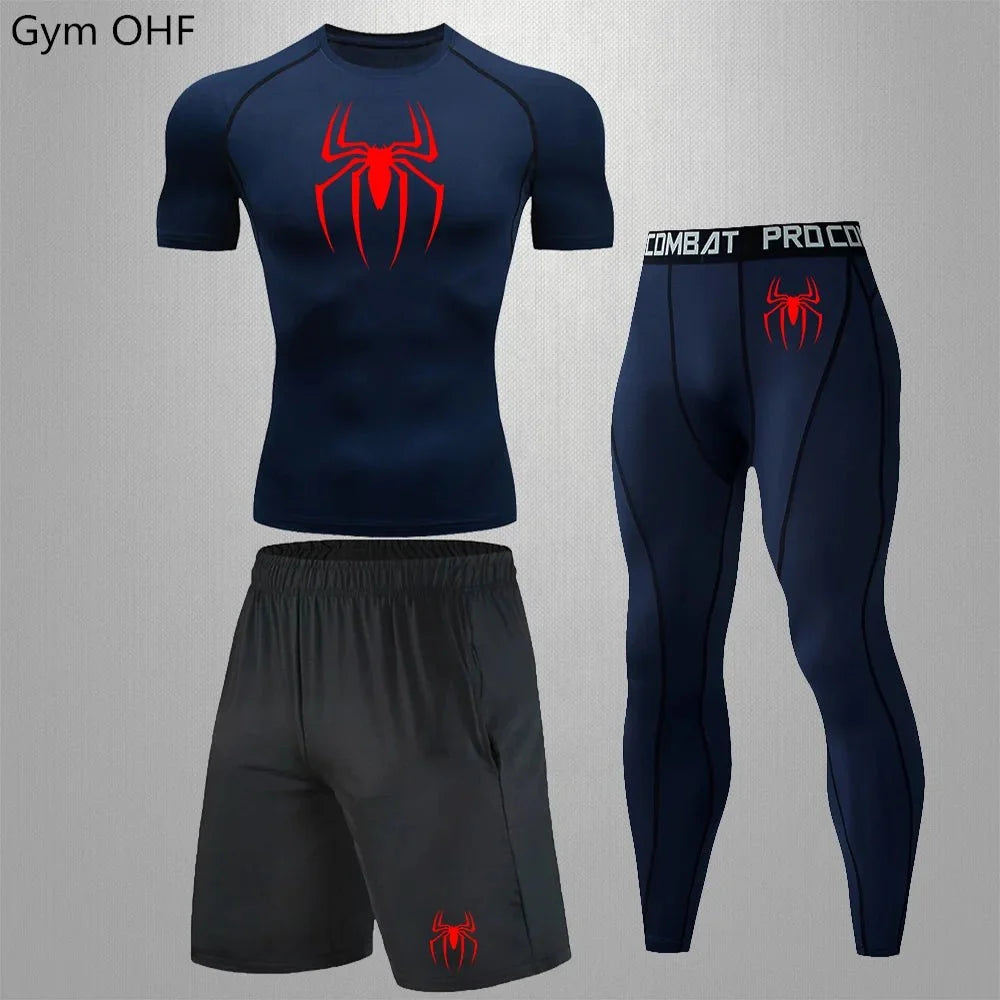 Men's Tracksuit - Spider Graphic Compression Set