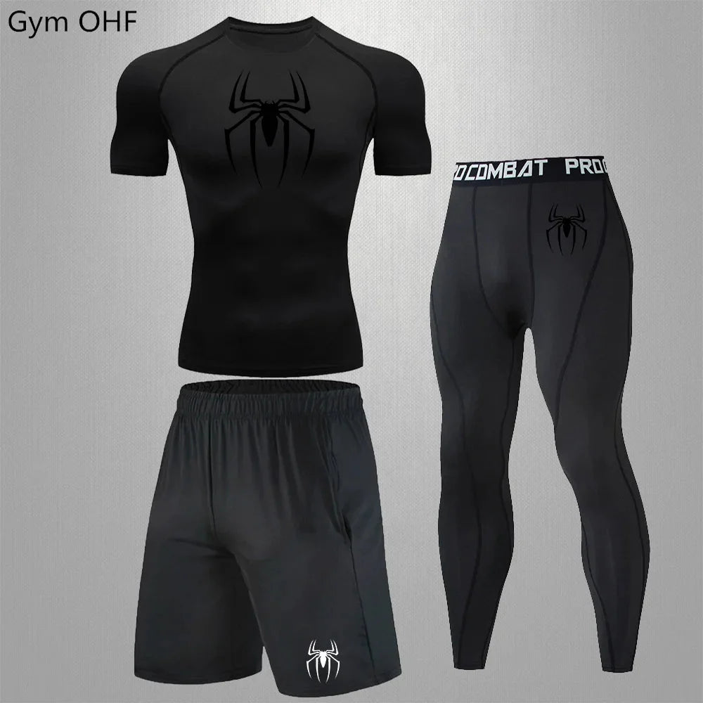 Men's Tracksuit - Spider Graphic Compression Set