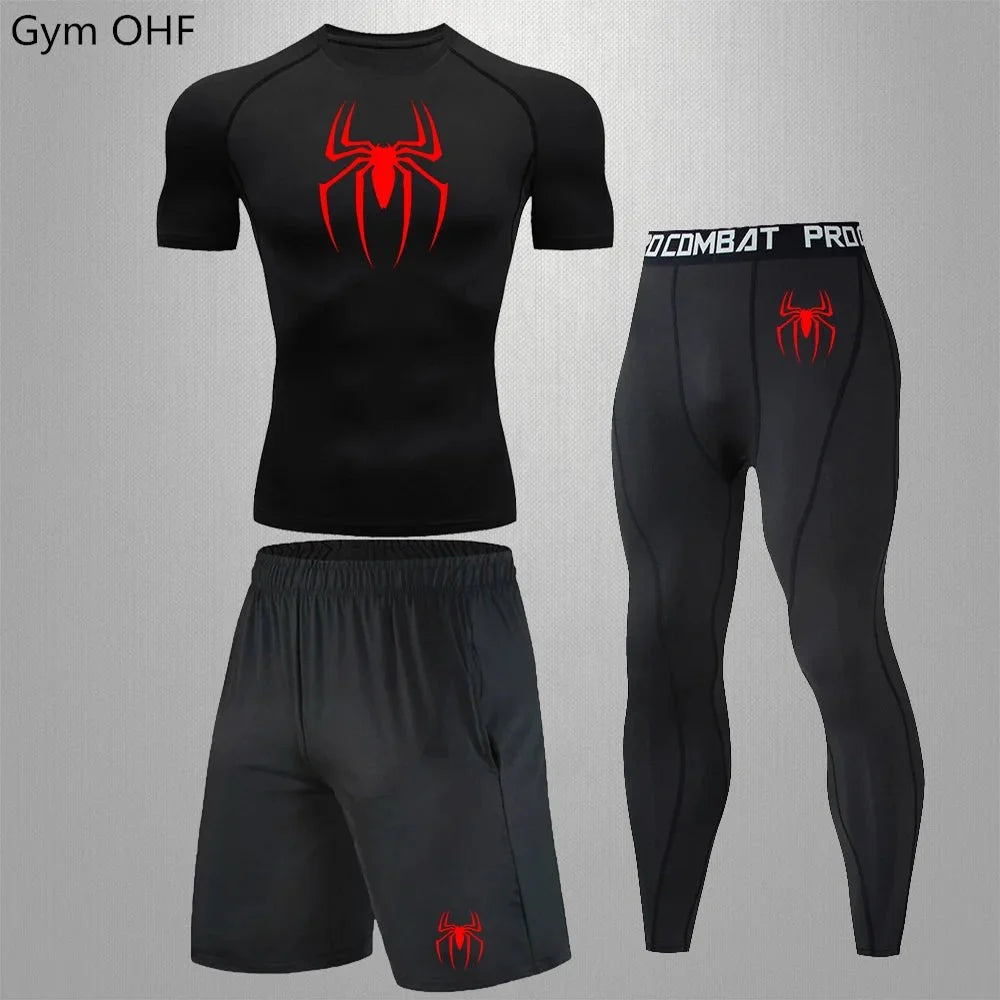 Men's Tracksuit - Spider Graphic Compression Set