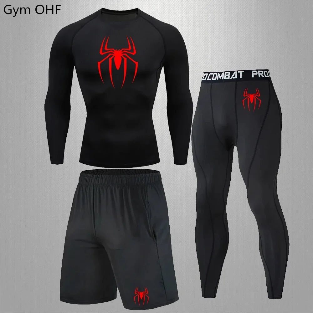 Men's Tracksuit - Spider Graphic Compression Set