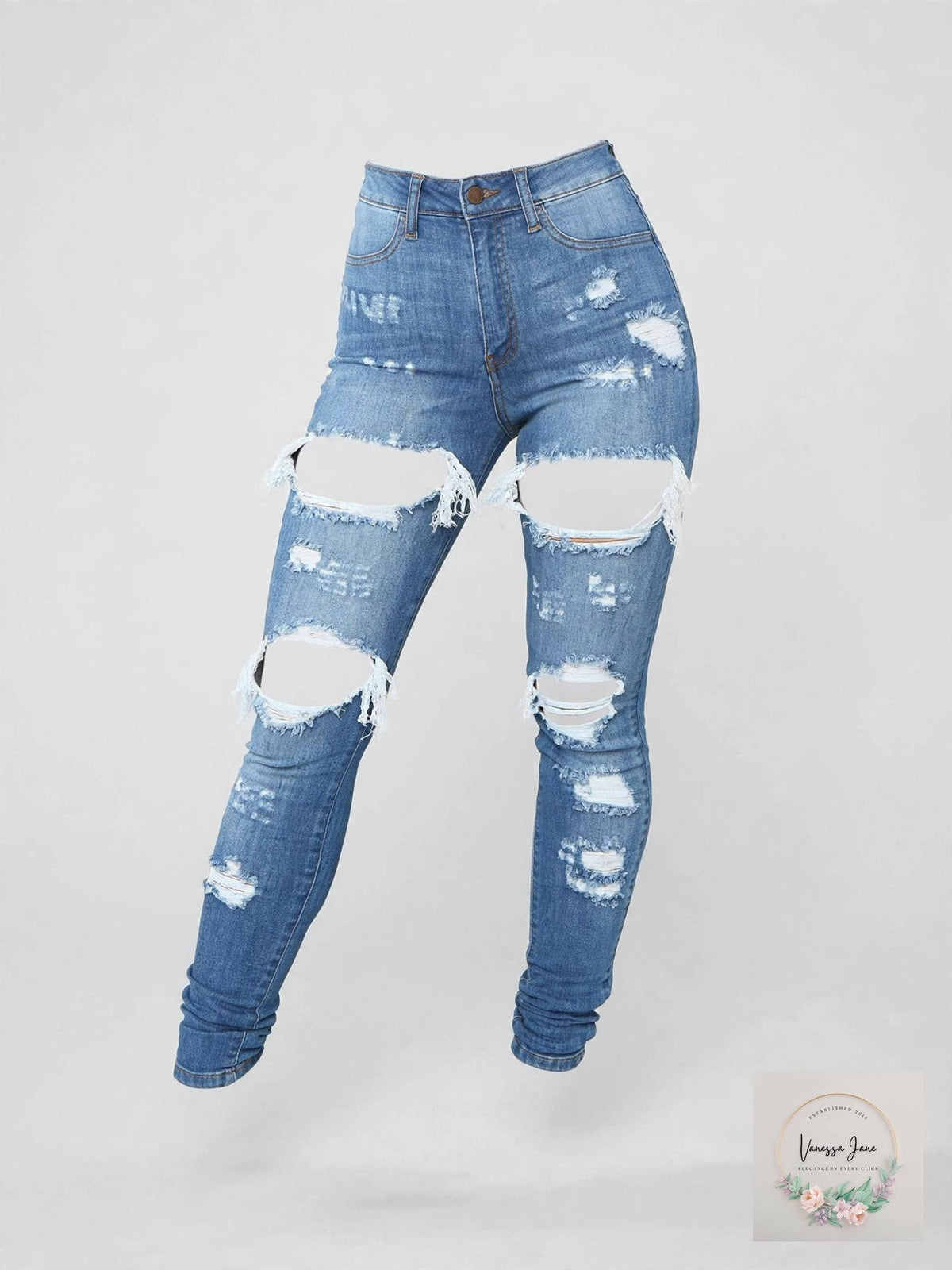 Tulucky Womens Distressed Ripped Slim Fit Jeans, Size L NWT