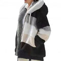 Women's Plus Size Color Block Hooded Coat
